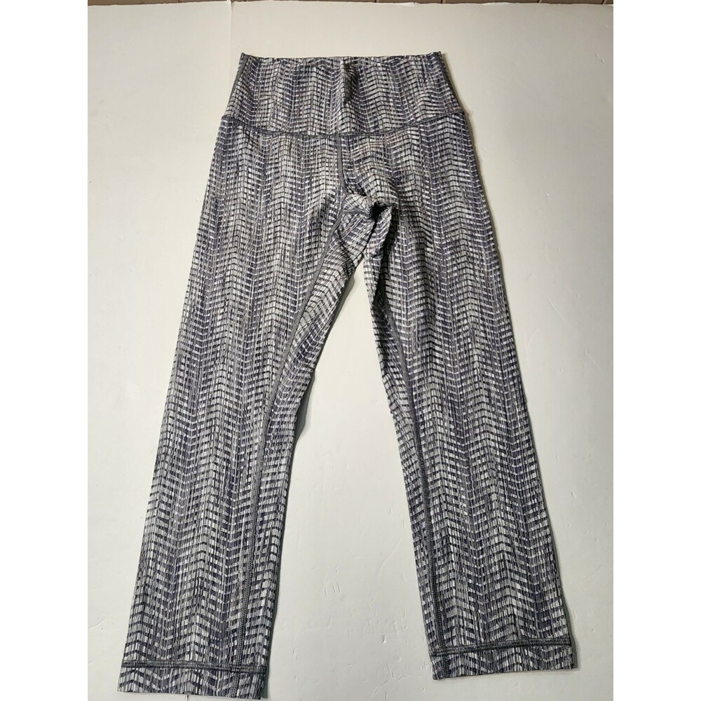 Lululemon Wunder Under Crop Leggings Womens 6 Olive Grey Luon Arrow Jacquard